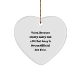 Valet Classy Gifts from Friends, Funny Heart Ornament, Christmas Unique Gifts for Valet - Image 1